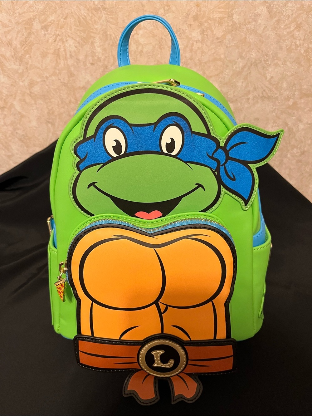 Green Turtle Character Kids Mini Backpack with Blue Accent